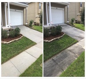 driveway pressure washing before and after 