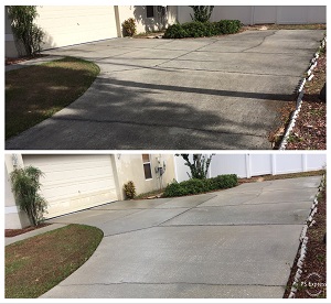 pressure washing concrete driveway - before and after gallery