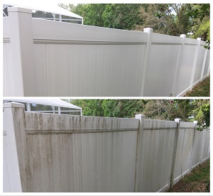 pressure washing vinyl fence - before and after gallery