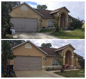 pressure washing stucco house - before and after gallery