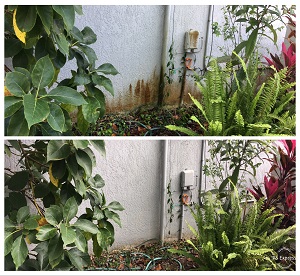 pressure washing stucco wall - before and after gallery