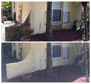 pressure washing stucco wall - before and after gallery