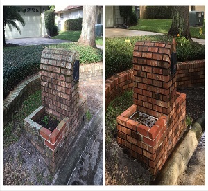 pressure washing brick mailbox - before and after gallery