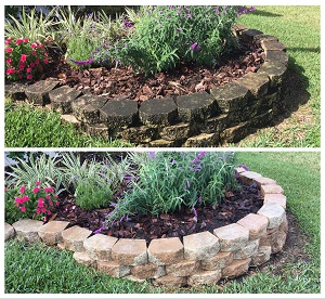 pressure washing landscaping bricks - before and after 