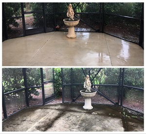 pressure washing patio - before and after 