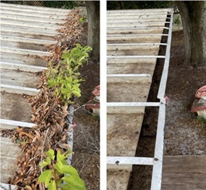 gutter cleaning - before and after 